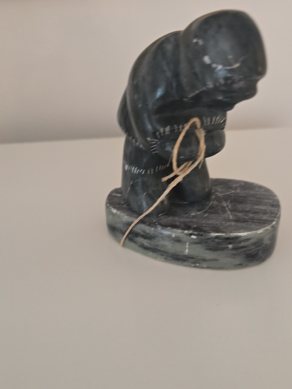 Handcrafted Dark Green Stone Inuit Sculpture - Home Art Decor